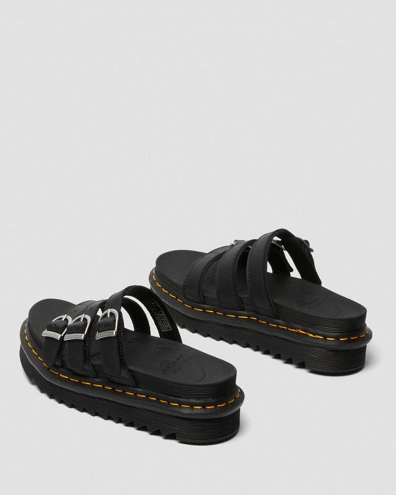 Dr Martens Blaire Læder Plateau Sandaler Dame Sort | DK 308JPQ